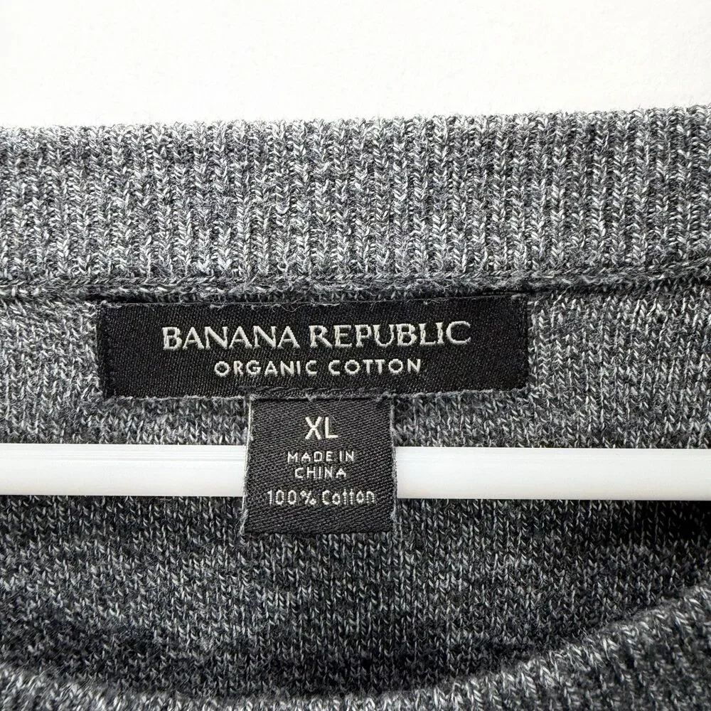 Banana Republic Organic Cotton Crewneck Sweater Mens Size XL Gray Pullover